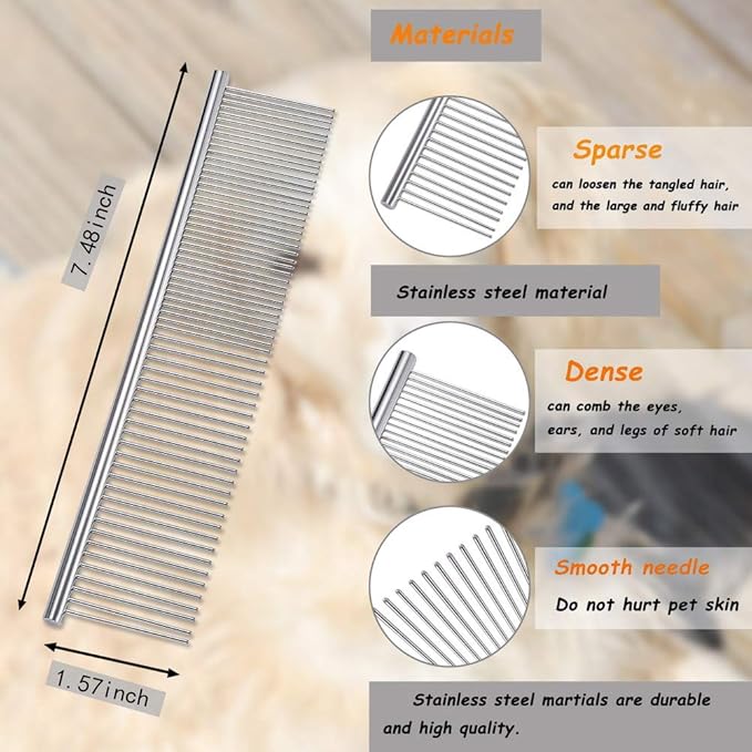 Cat Combs,Pet Comb Laiannwell Professional Grooming Comb for Dog/Cat/Small Pets(3 Packs)-PawvioPets