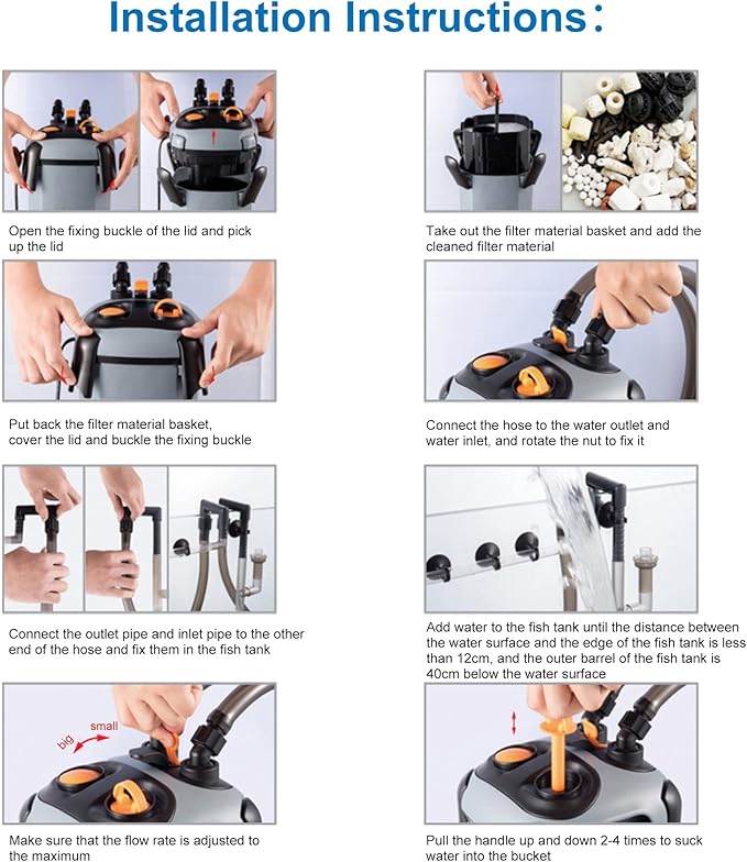 Aquarium Canister Filter with 3 Media Trays Spray Bar External Canister Filter for Large Fish Tank and Aquariums, 850F-225GPH-PawvioPets
