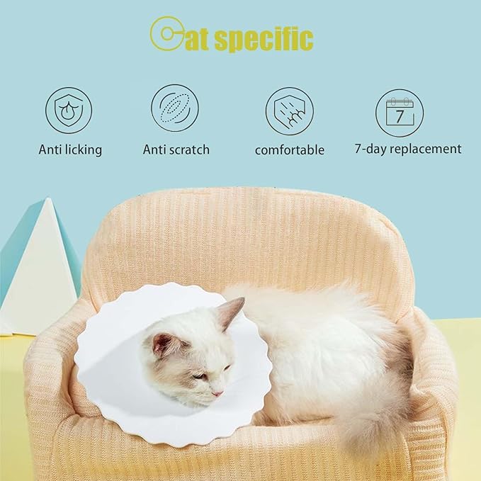 4Pcs Soft Cat Cone, Collar for Cats to Stop Licking, Lightweight, Disposable & Hygienic with Weekly Throwing Design, Multiple Wearing Methods (S/M/L)-PawvioPets