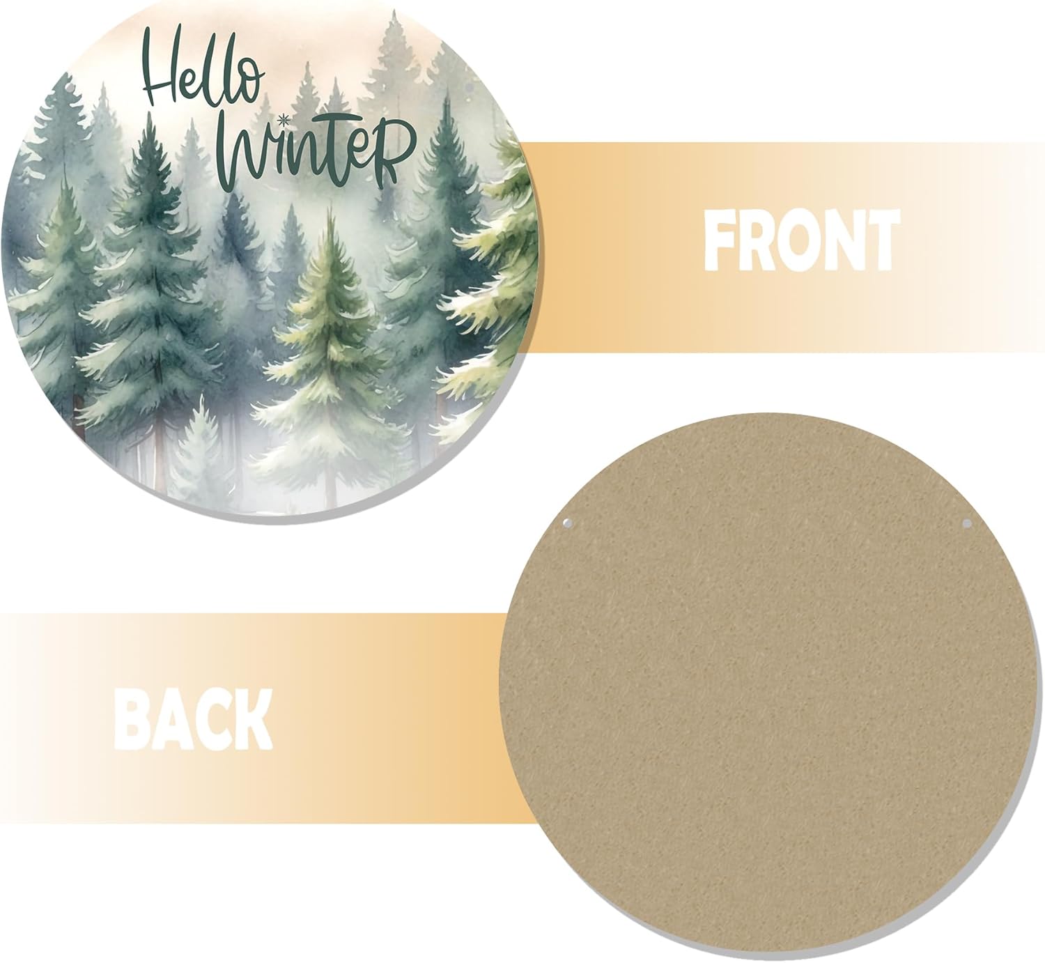 CGBHW Hello Winter Welcome Forest Wooden Sign, Winter Farmhouse Pine Trees Holiday Seasonal Decoration Hanging Sign Wall Decor, Rustic Christmas Wooden Sign for Home Office Nursery Door Decor 12 x 12 Inch