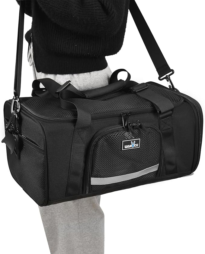 Airline Approved Pet Carrier, Collapsible Cat Carrier, Expandable Dog Carrier, 900D High Density Oxford Cloth, Wear-Resisting, Anti Tearing, Safety Lock Zipper, Reflective Tape-PawvioPets