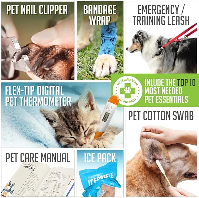 EVERLIT Pet Medic First Aid Kit | Vet-Approved Animal Care Kit with 95 Pcs Medical, Outdoor & Emergency Supplies to Treat Dogs, Cats | Travel-Friendly Compact Bag for Home, Car and Travel (Blue)-PawvioPets