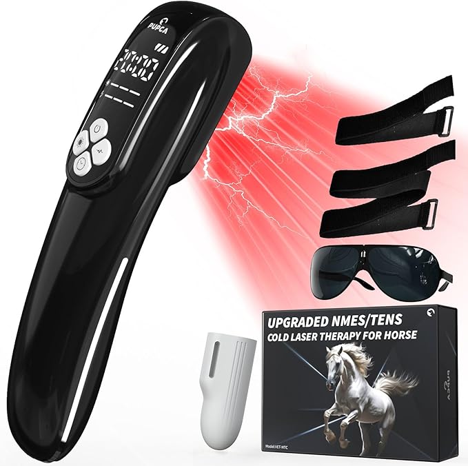 Cold Laser Therapy Device for Horse, Portable Red Light Therapy with 4pcs 808nm and 12pcs 650nm, Near Infrared Laser for Arthritis Pain Relief- Electrical Stimulation for Tendon, and Ligament Recover-PawvioPets