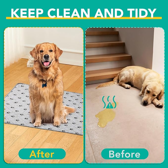 2 Pack Extra Large 72"X72" Washable Pee Pads for Dogs Super Absorbent Dog Training Pads Non-Slip Waterproof Pet Training Pads Mats Whelping Pads for Dogs Cats Puppy-PawvioPets