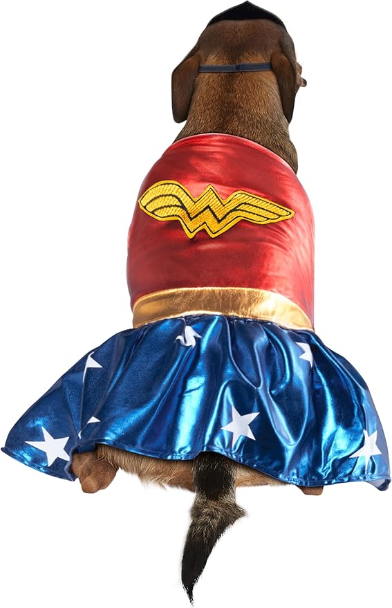 DC Comics: Wonder Woman Pet Costume for For Dogs or Cats by Rubies, Large-PawvioPets