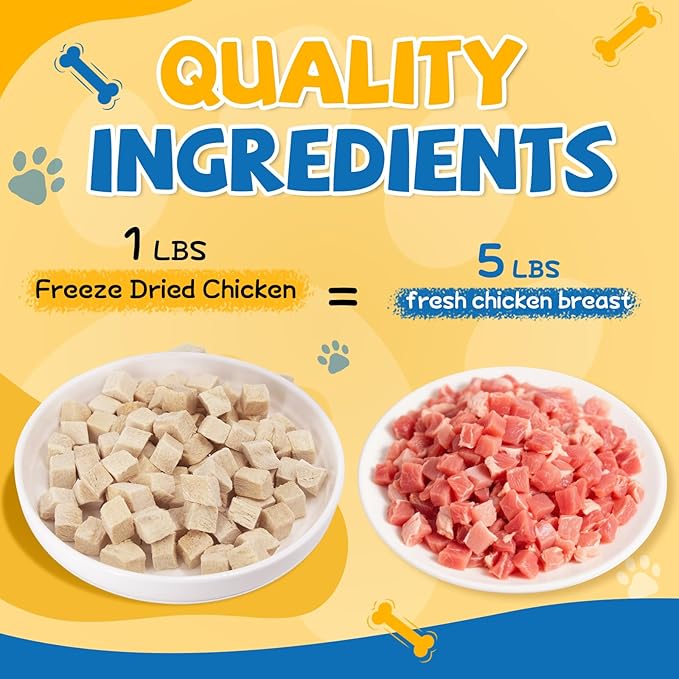 gazeupon Freeze Dried Chicken Treats for Dogs & Cats, Single Ingredient Natural and Healthy Training Treats & Food Topper, High Protein Dog Snacks,10.58 oz-PawvioPets