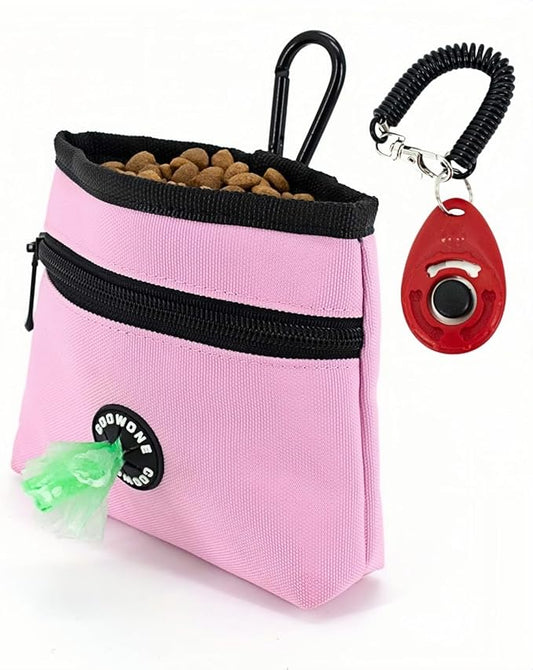 COOWONE Dog Treat Pouch with Pet Training Clicker, Detachable Dog Puppy Training Treat Bag, 900D Oxford Cloth Magnetic Closure Small Dog Walking Bag for Travel or Outdoor Use-PawvioPets