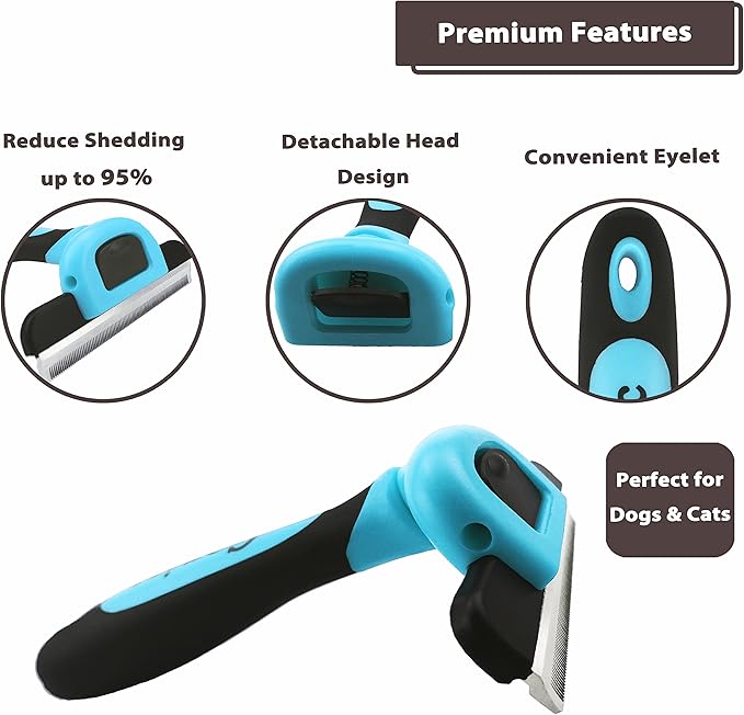 Gonicc PDT- 1001 Professional Pet De Shedding comb Tool Blue-PawvioPets