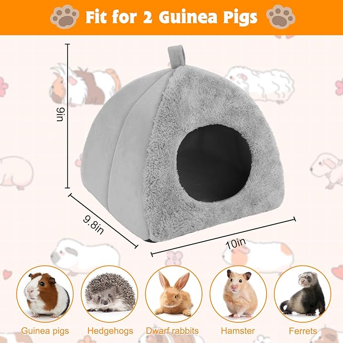 BWOGUE Guinea Pig House Bed Cozy Hamster Cave Large Hideout for Dwarf Rabbits Hedgehog Bearded Dragon Winter Nest Hamster Cage Accessories-PawvioPets