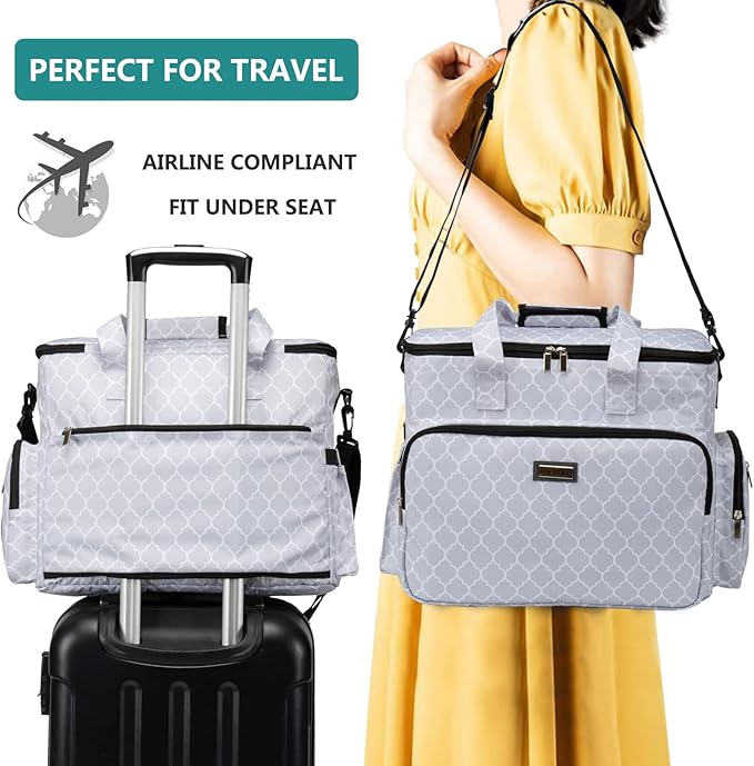 BAGLHER Dog Travel Bag, Pet Travel Bag (ALL Pet Travel Supplies), With 2 Pet Food Containers and 2 Collapsible Silicone Bowls; Essential Kits for Pet Travel DLwhite-PawvioPets