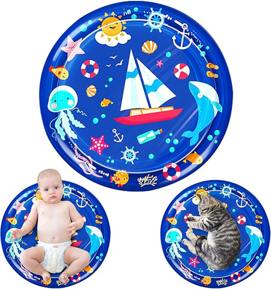 cat Cold pad, Portable Water-Filled, Interactive cat Toy, Suitable for All Kinds of Pets, Keeping Your Pets Cool in Summer Ocean Blue-PawvioPets