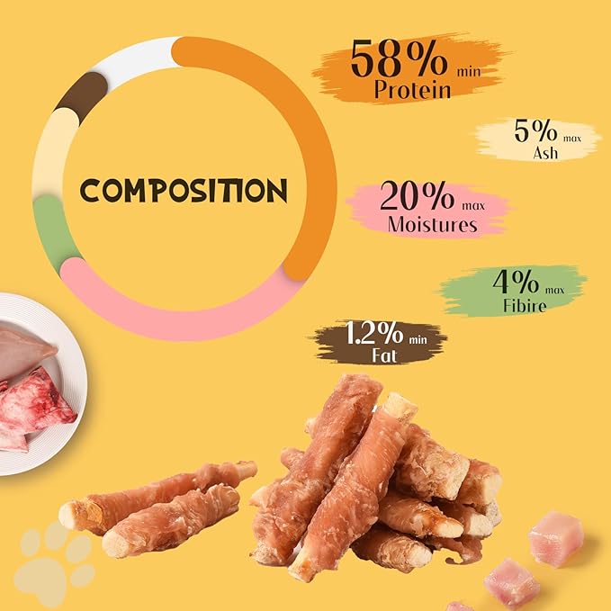 ASMPET Dog Treats Chews, Chicken Wrapped Beef Cartilage, Rawhide Free & Grain Free Dog Snacks 10.6 oz-PawvioPets
