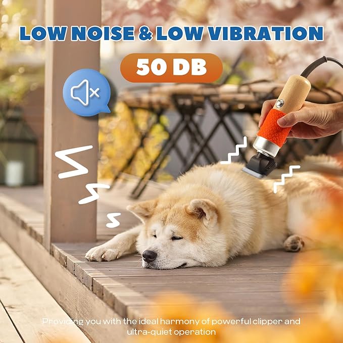 200W Pet Grooming Clippers for Thick Heavy Coats, 2000-6000rpm Stepless Speed Control & 10ft Power Cord, Low Noise< 50db, Dog Trimmer Kit with Extra Detachable Blade & 2 Limit Combs of 4 Sizes-PawvioPets