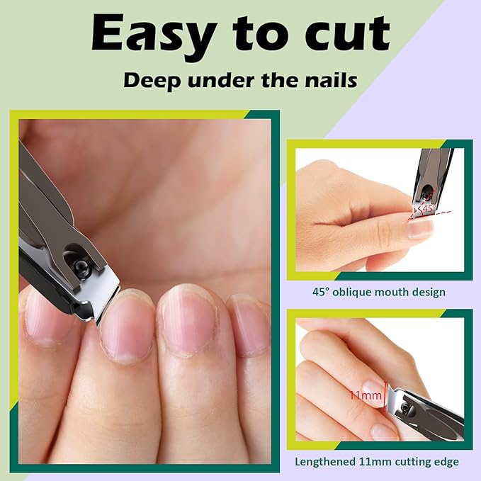 GLAMFIELDS Nail Clipper with Catcher, Large Fingernail Toenail Clipper,Slanted Edge Nail Clippers Leather Case Packed Good Gift for Men and Women 2PACK Large/Small-PawvioPets