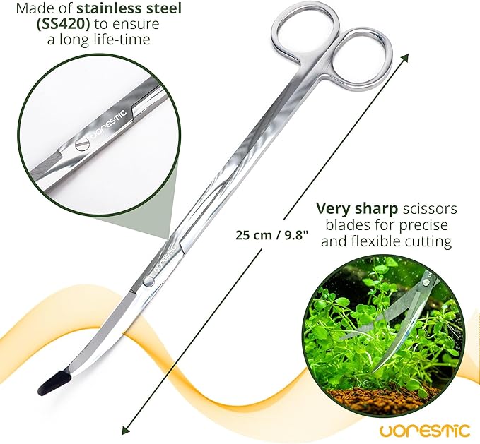 4Pcs Aquascaping Tools, Terrarium Tools, Aquarium Tools Set with Stainless Steel Aquarium Tweezers, Aquarium Scissors and Spatula - Aquascape Tools Set for Trimming, Maintenance-PawvioPets