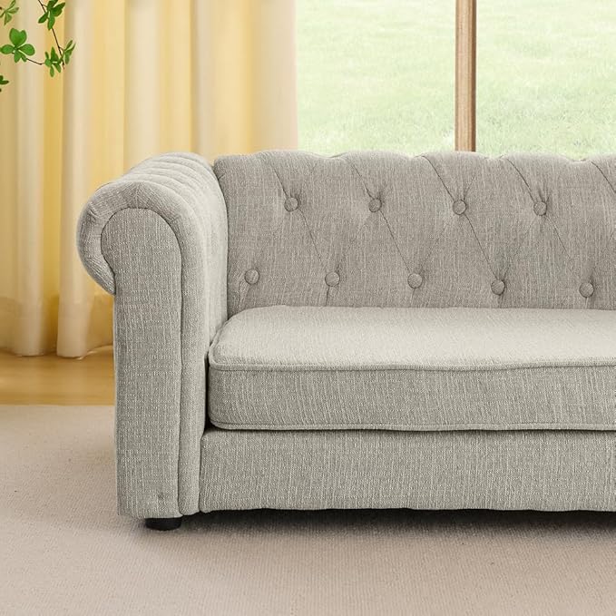 Dog Sofa Couch for Medium to Large Dogs, 55" Memory Foam Pet Sofa Couch with Washable Fabric, Durable Elevated Dog Bed with Legs, Removable Cushion for Medium and Large Dogs, Beige-PawvioPets