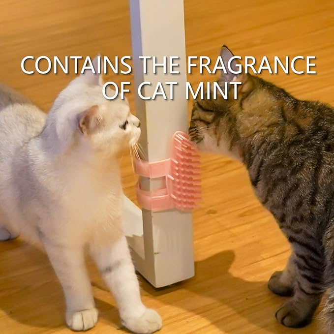 ABCOOL Cat Pet Self Grooming Comb Brush - Multi Functional Catnip Flavor Corner Massage Glove Tool for Kitten Puppy Relaxing, Extra Soft Silicone Pins Handy Hair Shedding Trimming-PawvioPets