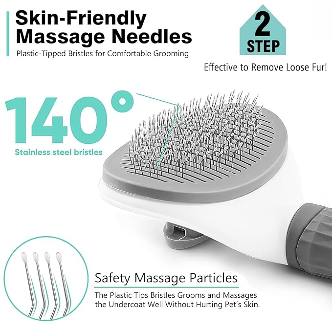 3PCS Dog Grooming Brush - Dog Brush for Shedding Massaging Bathing - Double Sided Shedding, Dematting Undercoat Rake - Self Cleaning Slicker Comb for Dogs and Cats with Long or Short Coats-PawvioPets