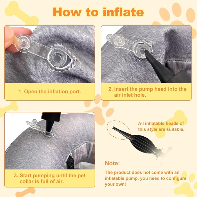 Dog Cone Collar with Enhanced Anti-Licking, Inflatable Dog Cone After Surgery, Adjustable Size with Soft Padding for Small Medium Large Dogs - S-PawvioPets