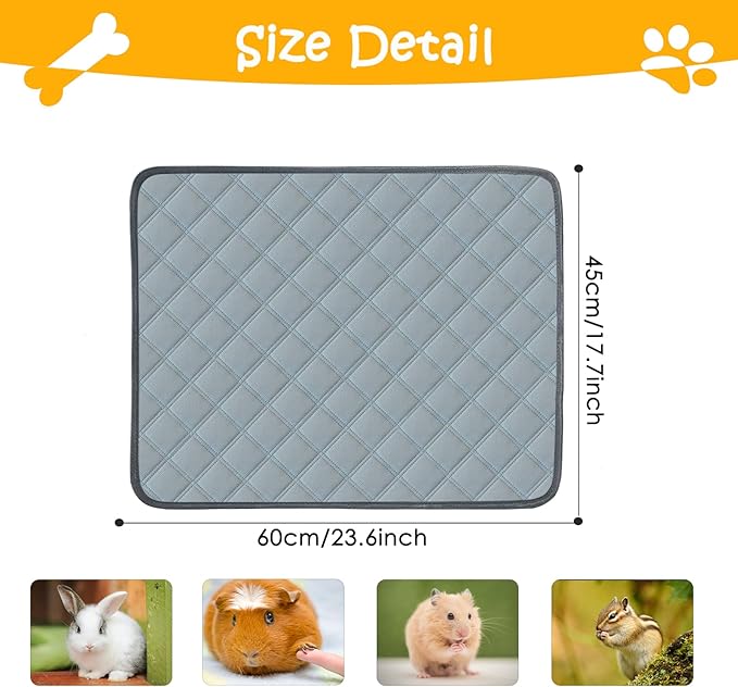 4 Pack Guinea Pig Cage Liners Washable Super Absorbent Guinea Pig Bedding Waterproof Reusable Guinea Pig Pee Pads Anti Slip Mat for Small Animals Rabbit Hamster Rat - 24" x 18"-PawvioPets