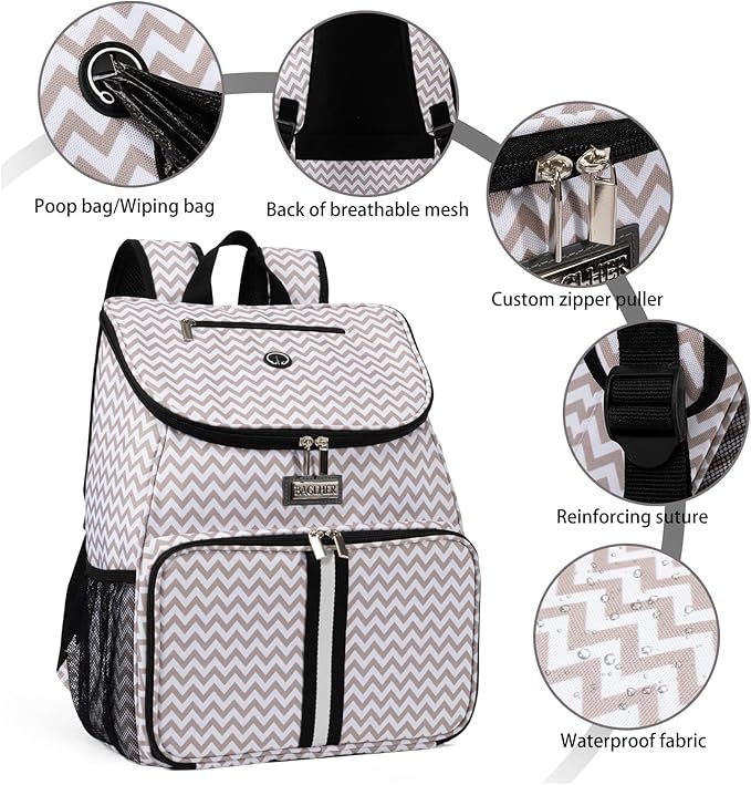 BAGLHER丨Dog Travel Bag, Airline Approved Pet Supplies Backpack, Dog Travel Backpack with 2 Silicone Collapsible Bowls and 2 Food Baskets-PawvioPets