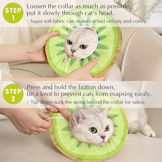 ANWA Adjustable Cat Cone Collar Soft, Cute Cat Donut Collar After Surgery, Kitten Recovery Cones to Stop Licking-PawvioPets