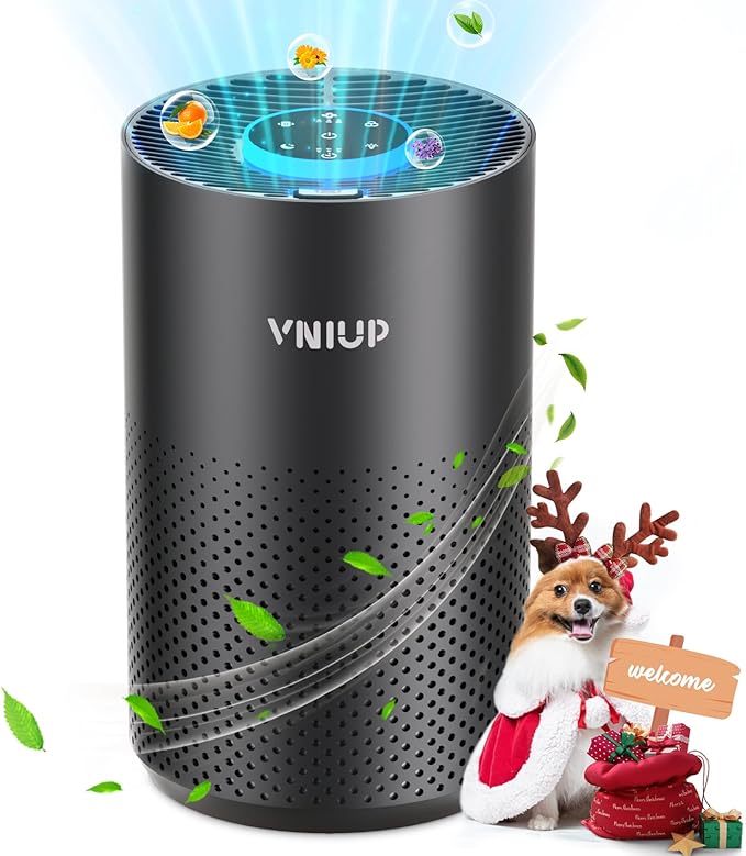 Air Purifiers for Bedroom Home up to 800 ft², Vniup H14 True HEPA Room Air Purifiers for Bedroom, with Fragrance Function Sleep Mode& Light Mode Air Cleaner for Pet Dander Odor Dust Smoke-PawvioPets