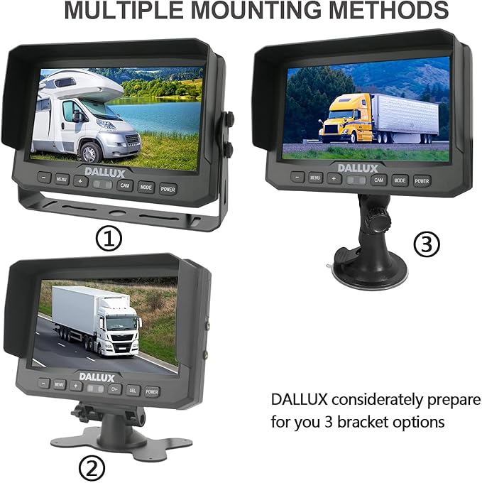 DALLUX Truck Backup Camera kit,HD 1080P Rearview Cab Cam with 7 inch Monitor+ 4 PIN Extension Cable for Bus/Truck/Van/Trailer/RV/Camper/Motor Home/Pickup/Harveste/Heavy Duty Vehicles(12V-24V)-PawvioPets