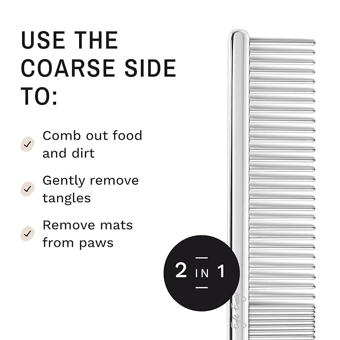 Eye Envy Tear Stain Remover Comb for Dogs and Cats. Fine/Coarse with 80 Rounded Pins. Gently Remove Crusty Eye Debris, Gunk and Boogers. Face and Feet Comb. Remove Tangles-PawvioPets