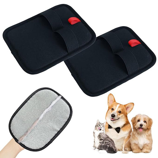 2 Pcs Pet Hair Removal Gloves, Reusable Electrostatic Grooming Mitt, Washable & Eco-Friendly Fur Remover for Dogs & Cats, Versatile for Furniture, Bedding, Clothes, and Car Seats-PawvioPets