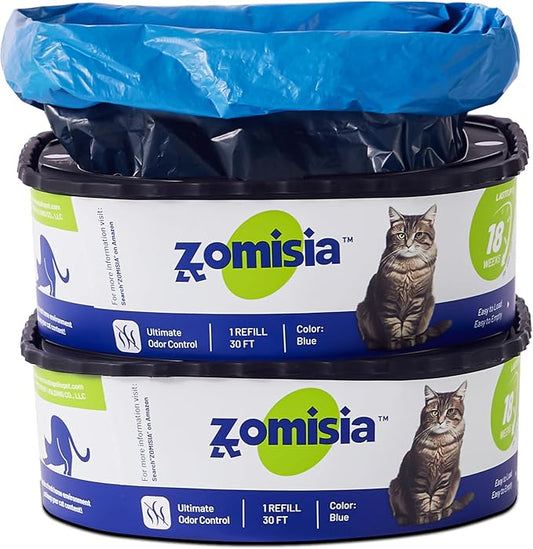 2 Pack Cat Litter Refill Bags, Non-See-Through Jumbo 60FT Cartridge Refill Total Up to 36 Weeks (Over 8 Months) Per Cat for Odor Control, Compatible with Genie Standard, Plus, Style-PawvioPets