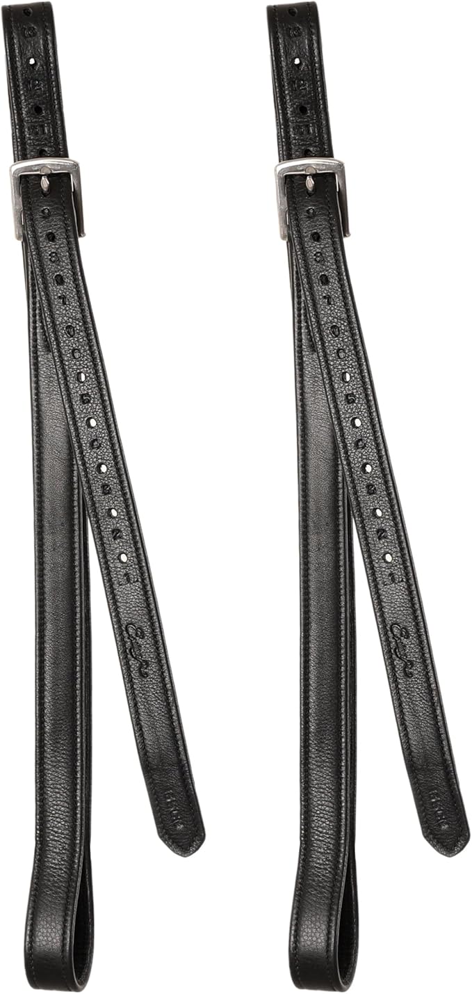 Exion FlexiStrong Stirrup Leathers for English Saddles – 1" Premium Calfskin with Nylon Core – Numbered Holes, Stainless Steel Buckles – Black/Brown – Horse Riding Gear (48"/120cm to 62"/155cm)-PawvioPets