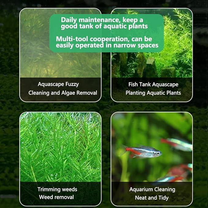 7-in-1 Aquascaping Tools Kit for Aquarium & Terrarium - Stainless Steel Long Tweezers, Curved Scissors, Algae Scraper, Feeding Tongs - Live Plant Trimming & Tank Cleaning Accessories-PawvioPets