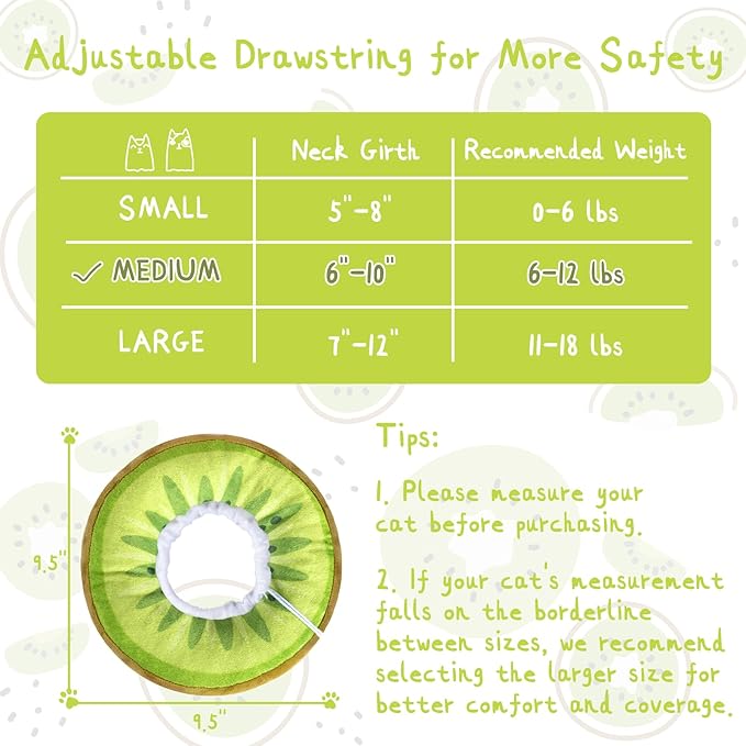 ANWA Adjustable Cat Cone Collar Soft, Cute Cat Donut Collar After Surgery, Kitten Recovery Cones to Stop Licking-PawvioPets