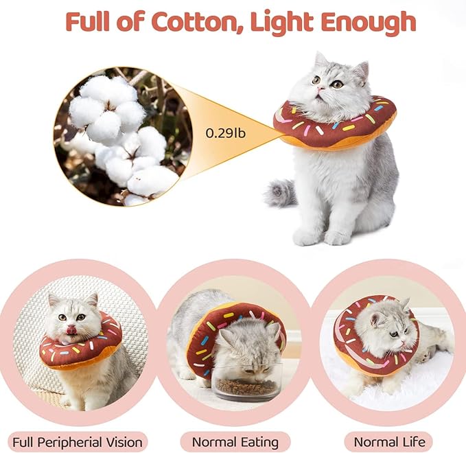 Amakunft Adjustable Cat Cone Collar Soft, Cat Recovery Collar, Cone for Cat After Surgery, Cat Neck Cone, Elizabethan Collar for Cat and Kitten (Donut M (Neck:6"-13"))-PawvioPets