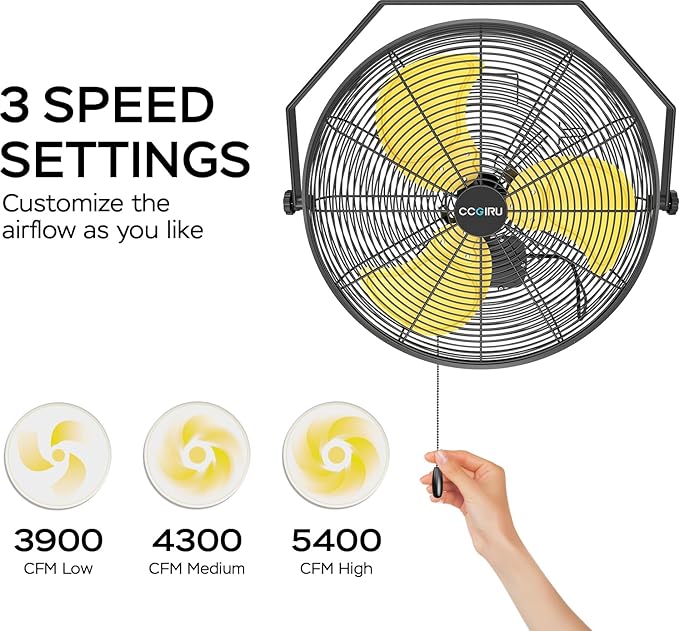 5400 CFM 20" Outdoor Wall Mount Fans, High Velocity 3-Speed Waterproof Professional Outdoor Fan, Heavy Duty Industrial Wall Fan for Patio, Commercial, Gazebo, and Garage, UL Listed-PawvioPets