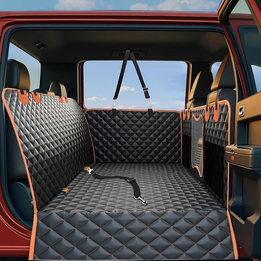 Back Seat Extender for Dogs,Dog Car Seat Cover for Back Seat with Hard Bottom Holds 500 lbs,Car Seat Protector,Waterproof Extender for Dogs,Dog HammockPet Bed for Full-Size Cars,SUVs, Small Trucks-PawvioPets