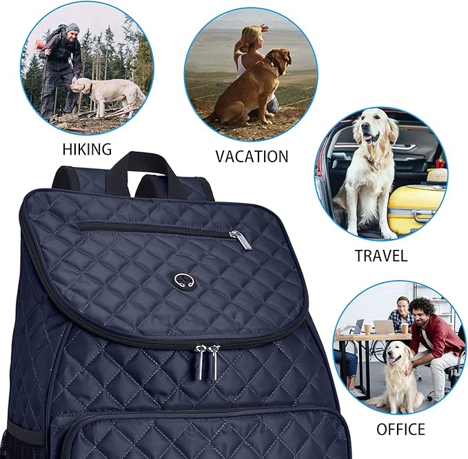 BAGLHER Dog Travel Bag,Airline Approved Pet Supplies Backpack, Dog Travel Backpack with 2 Silicone Collapsible Bowls and 2 Food Baskets.-PawvioPets