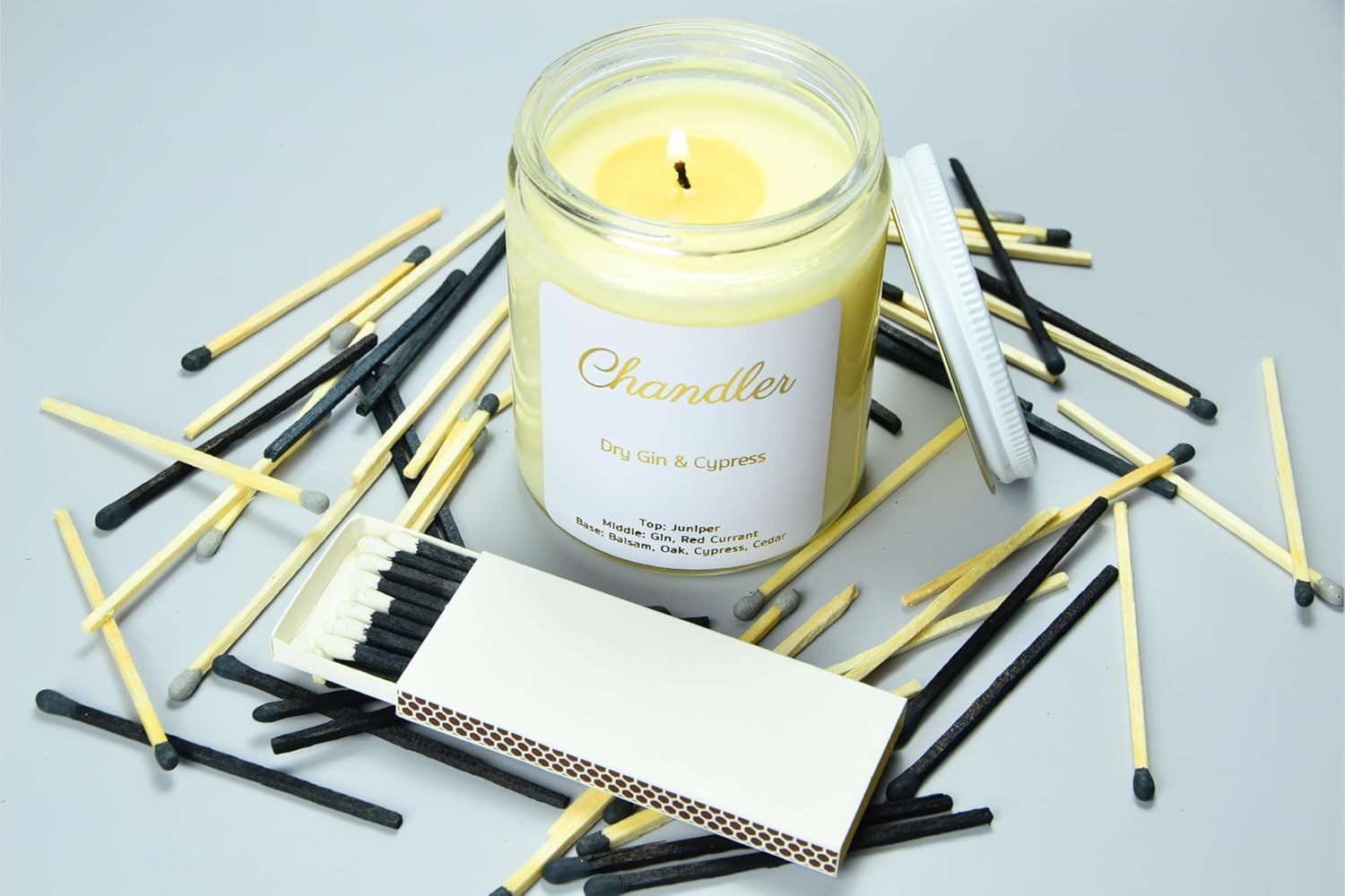 Chandler Studio 10 Boxes - Wooden Matchsticks in a Blank Matchbox with White/Black Matchboxes Colorful Tips (3" Matchboxes, 10 Boxes)