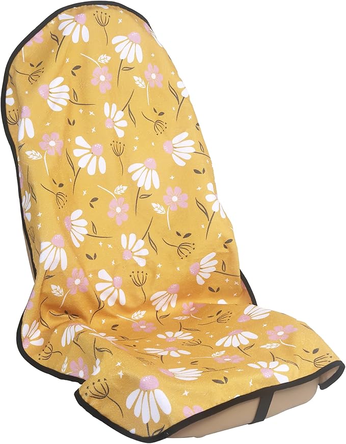 Car Seat Cover Protector Front Seats,for Gym Workout,Running,Swimming,Beach and Hiking,Waterproof Sweat Towel Bucket Seat Covers for Cars SUV Trucks (Chamomile and Yellow, 1Pcs)-PawvioPets