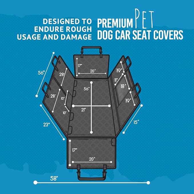 Bulldogology Dog Car Seat Cover with Mesh & Zippers Waterproof Heavy Duty Dog Hammock Backseat Protector from Dog Hair, Muddy Paws, Scratches - Pet Car Seat Cover for Cars Trucks SUVs (Large, Black)-PawvioPets