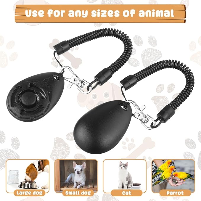 Frienda 18 Pieces Dog Training Clicker, Pet Behavioral Training Clickers with Wrist Strap for Dogs Cats Puppy Birds Horses(Black)-PawvioPets
