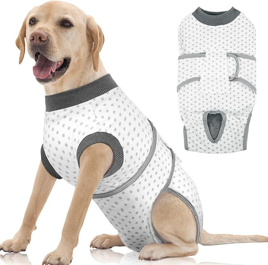 FUAMEY Dog Recovery Suit Male,Dogs Surgery Neuter Suits Puppy Spay Shirts for Female Protect Dog's Skin Anti Licking Abdominal Wounds Doggie Onesie Pet Bodysuit Alternative to Cone Polka Dot XXL-PawvioPets