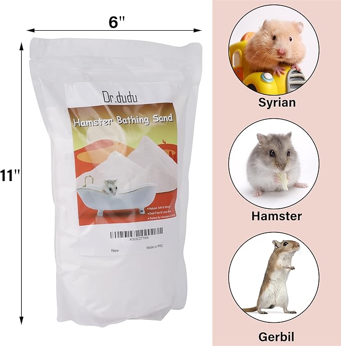 DR.DUDU Hamster Bath Sand, 6.6lb Dust Free Desert Sand or Potty Litter Sand for Hamster Chinchillas Gerbil Syrian Mice Small Animals (White)-PawvioPets