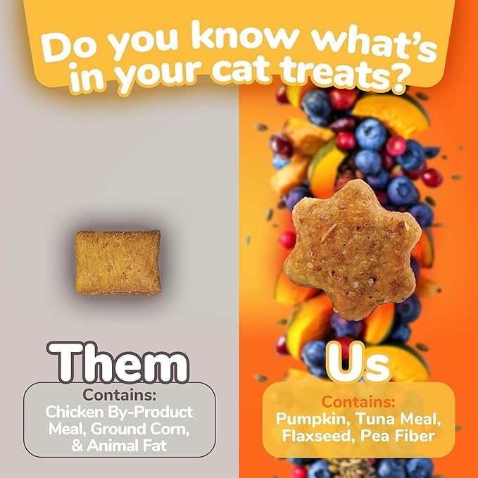 Fruitables Cat Treats, Healthy Treats For Cats, Low Calorie and Packed with Protein, Crunchy Biscuits, Free of Wheat, Corn and Soy, Made with Real Tuna and Pumpkin, 2.5oz-PawvioPets
