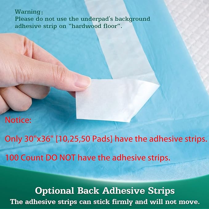 50 Count Bed Pads with Adhesive Strip 30"x36" Thicken Elderly Adults Incontinence Underpads Disposable, Heavy Duty Absorbent Chucks Waterproof, XL Extra Large Puppy Pee Training Pad-PawvioPets
