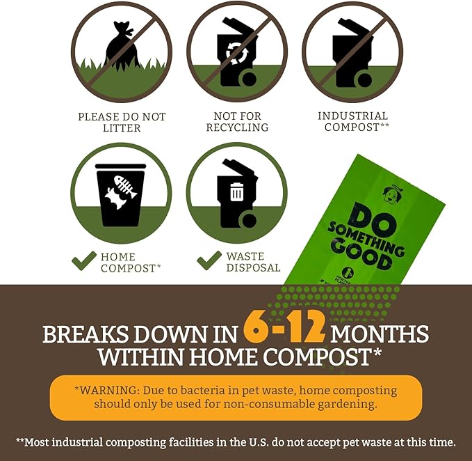 Doggy Do Good Poop Bags for Dogs (360Ct), Easy Open Dog Poop Bags Rolls, Certified Home Compostable-PawvioPets