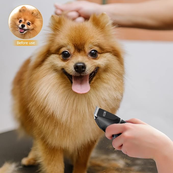Dog Clippers Professional Heavy Duty Dog Grooming Clipper 3-Speed Low Noise High Power Rechargeable Cordless Pet Grooming Tools for Small & Large Dogs Cats Pets with Thick & Heavy Coats-PawvioPets