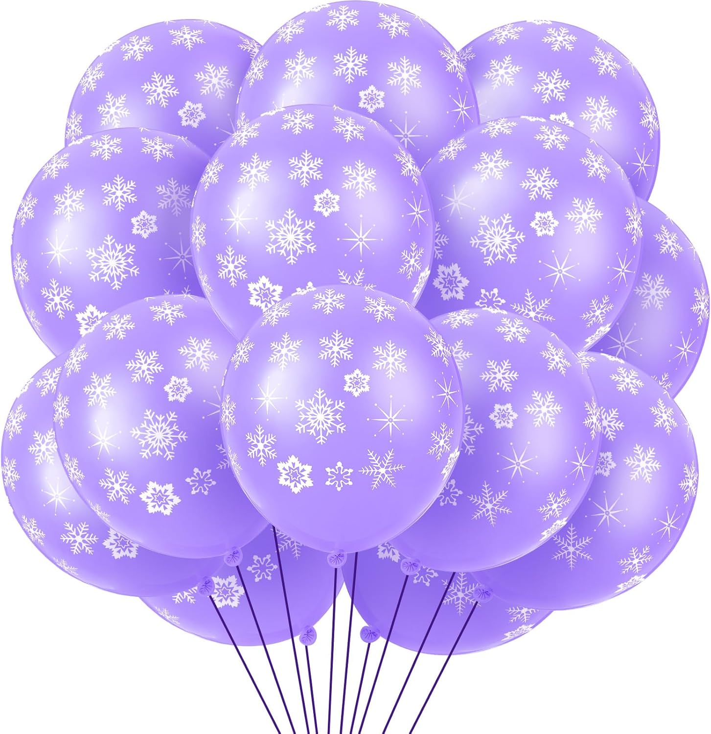 Skylety 40 Pieces Snowflake Balloons Bulk Winter Transparent Snowflake Latex Balloons for Christmas Birthday Wedding Party Decorations(Macaron Purple)