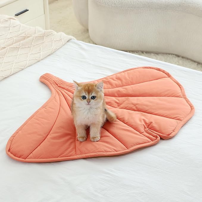31 X 25 Inch Leaf Shaped Cotton Cat Bed Pad, Warming Cat Mat, Pet Warming Pad for Cats, Warmer Mat for Feral and Indoor Cats, 2025 Enlarged and Thickened Leaf Beds-PawvioPets